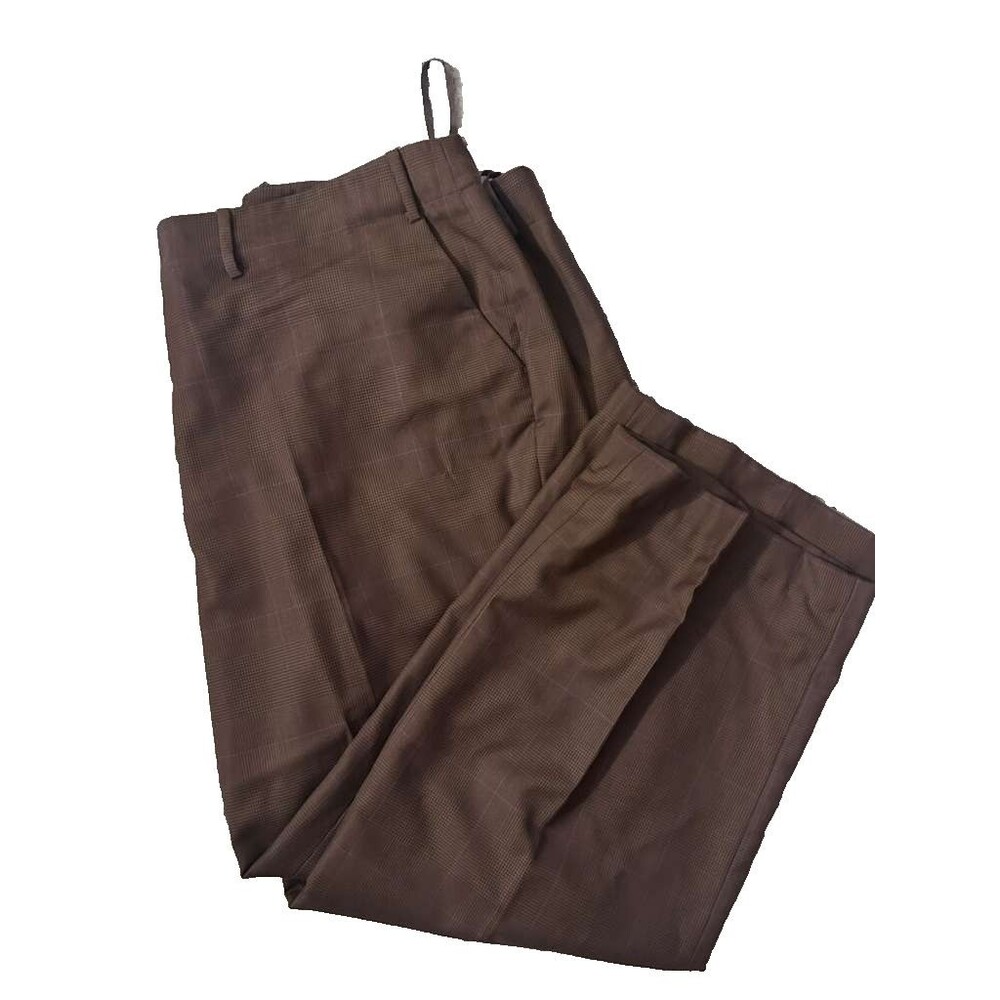 Ralph Lauren Sanderson Wool Dress Wide Pants Women's Size 20W Brown Houndstooth